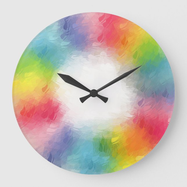 Eleganter Abstrakter Regenbogen mit Blank Große Wanduhr (Vorderseite)