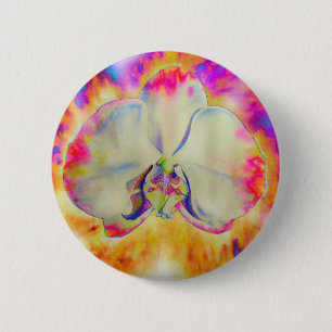 Eleganter abstrakter Retro-Aquarellorchid Button