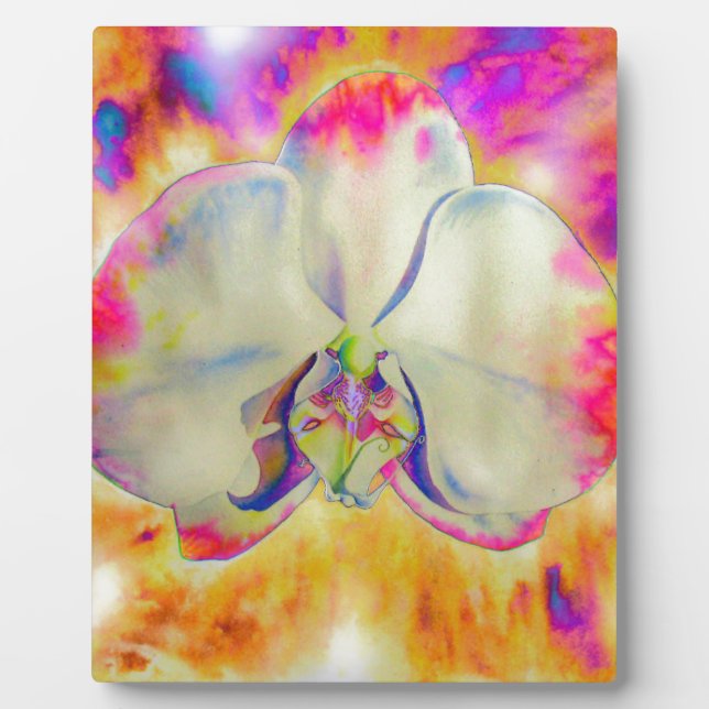 Eleganter abstrakter Retro-Aquarellorchid Fotoplatte (Vorderseite)