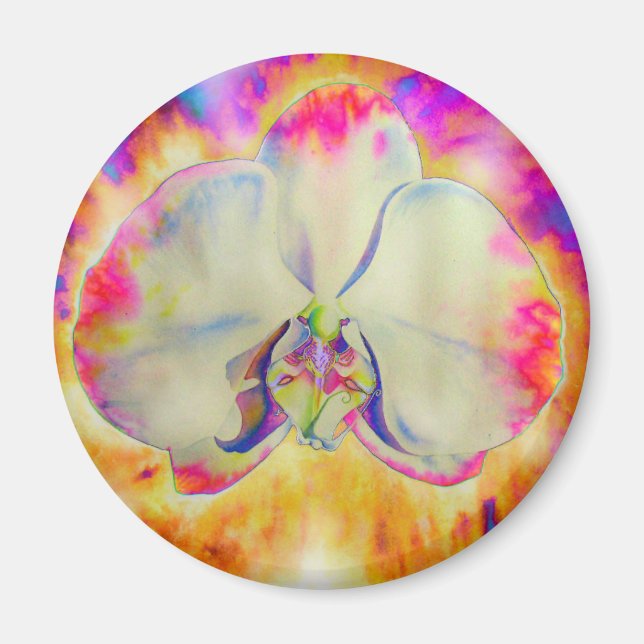 Eleganter abstrakter Retro-Aquarellorchid Magnet (Vorne)