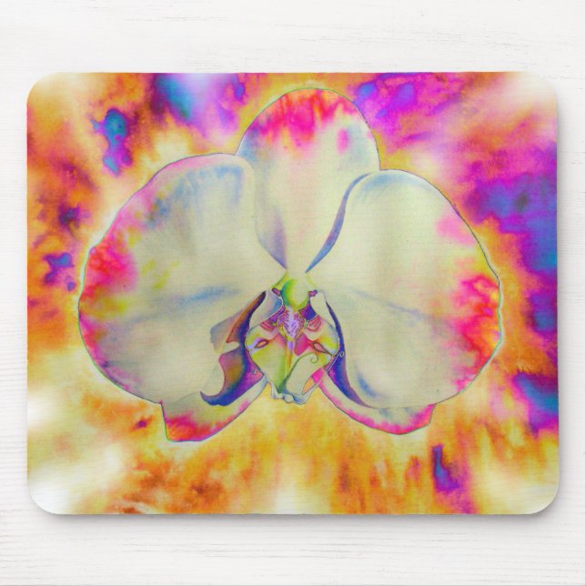 Eleganter abstrakter Retro-Aquarellorchid Mousepad (Vorne)