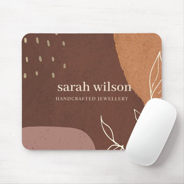 Eleganter Abstrakter Rostbraune Orangenblätterung Mousepad (Mit Mouse)