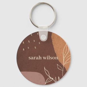 Eleganter Abstrakter Rostbraune Orangenblätterung Schlüsselanhänger