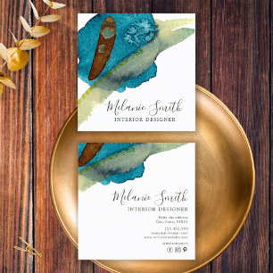 Eleganter, Abstrakter Wasserfarben Innenarchitekt Quadratische Visitenkarte