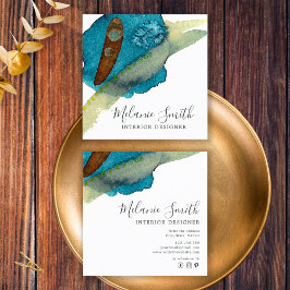 Eleganter, Abstrakter Wasserfarben Innenarchitekt Quadratische Visitenkarte