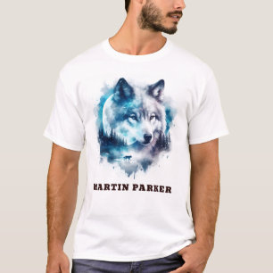 Eleganter Abstrakter Wolf und Mondmänner T-Shirt