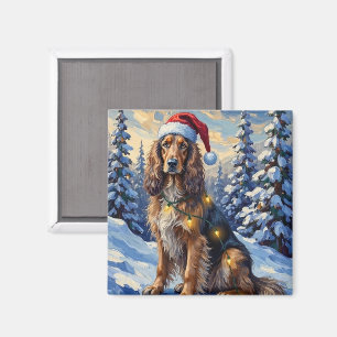 Eleganter Afghan Hound Winter Wonderland Weihnacht Magnet