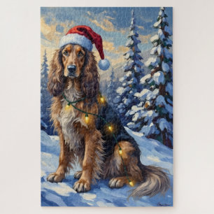 Eleganter Afghan Hound Winter Wonderland Weihnacht Puzzle