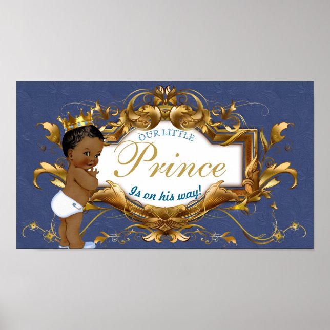 Eleganter afrikanischer Prinz Royal Blue und Gold Poster (Vorne)