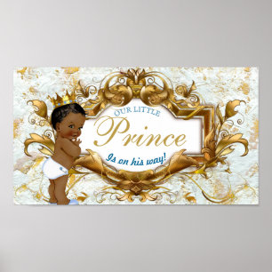 Eleganter afrikanischer Prinz Weiß & Goldmarmor Poster