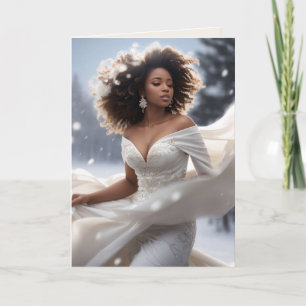 Eleganter Afroamerikaner Diva Snowy Urlaub Karte