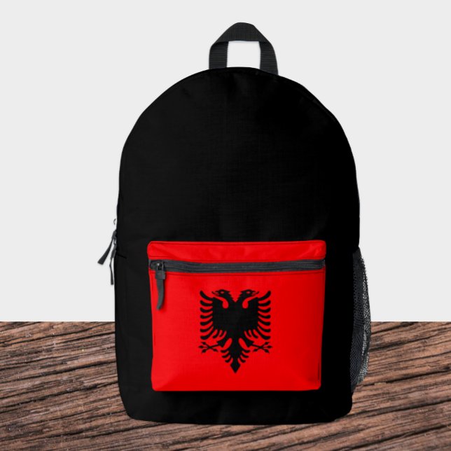 Eleganter Albanien Rucksack, schwarz, albanische F Bedruckter Rucksack (Albania Backpack / Patriotic, flag styling)
