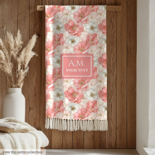 Eleganter Alkohol-Tinte-Blush und Gold-Trend-Monog Fleecedecke