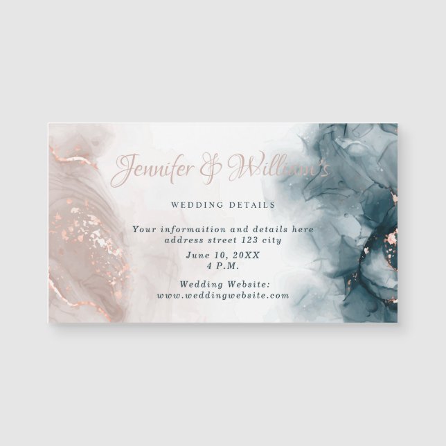 Eleganter Alkohol Tinte Gold Rosa Blau Magnetkarte (Vorderseite)