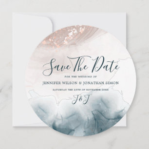 Eleganter Alkohol Tinte Gold Rosa Blau Save The Date