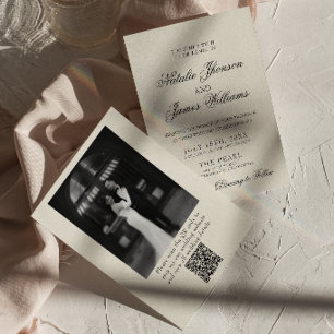 Eleganter Alter Reichtum Retro-Foto-QR-Code-Hochze Einladung