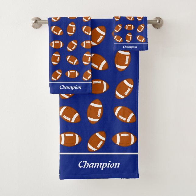 Eleganter American Football on Blue Bath Handtuch  Badhandtuch Set (Insitu)
