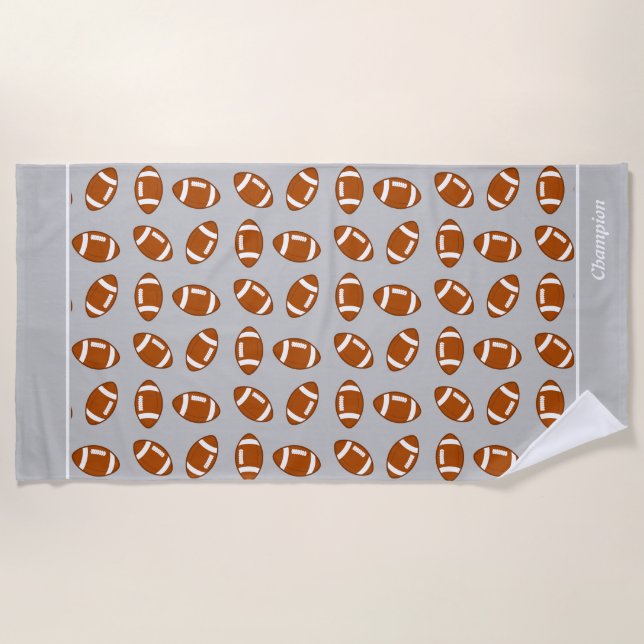 Eleganter American Football on Gray Strandtuch (Vorderseite)