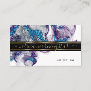 Eleganter Amethyst Saphir Edelstein Alkohol-Tinte Visitenkarte