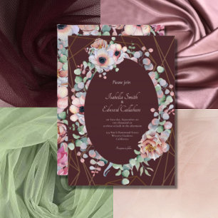 Eleganter Anemonen-Blush-Blumenkranz Hochzeit Einladung