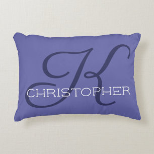 Eleganter Anfangsbuchstabe K Name Blau Periwinkle Dekokissen