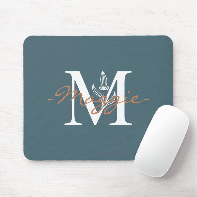 Eleganter Anfangswert M Monogram Türkis niedlich Mousepad (Mit Mouse)