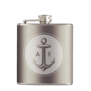 Eleganter Anker mit Initialen Flachmann