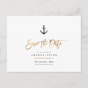 Eleganter Anker, Save the Date nautisch Postkarte