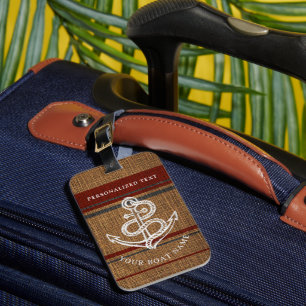 Eleganter Ankerstreifen Rustikaler nautischer Indi Gepäckanhänger