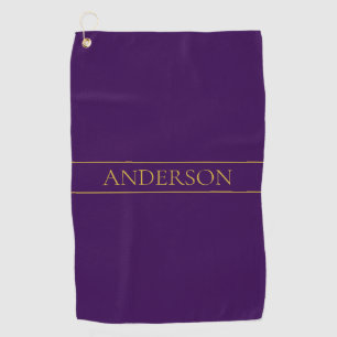Eleganter anpassbarer Text Gold & Tiefes Lila Golfhandtuch