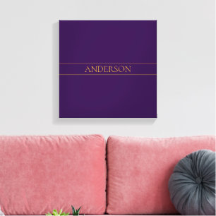 Eleganter anpassbarer Text Gold & Tiefes Lila Leinwanddruck