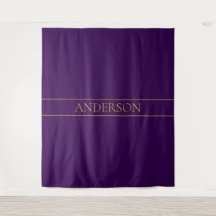 Eleganter anpassbarer Text Gold & Tiefes Lila Wandteppich