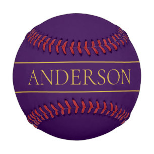 Eleganter anpassbarer Text Gold & Tiefes Violett Baseball