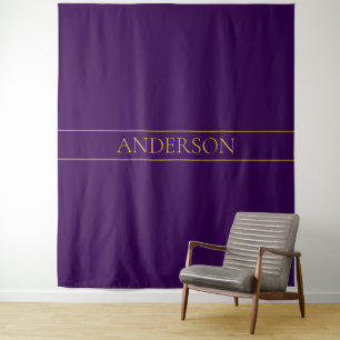 Eleganter anpassbarer Text Gold & Tiefes Violett Wandteppich