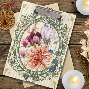 Eleganter antiker Rahmen Aquarell floral süß Klemmbrett
