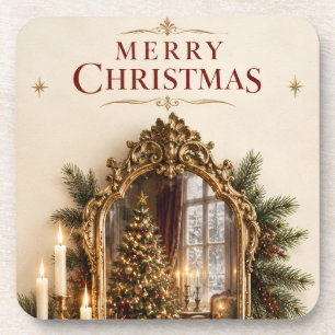 Eleganter Antiker Spiegel Weihnachten, Vintage Eur Getränkeuntersetzer