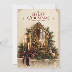 Eleganter Antiker Spiegel Weihnachten, Vintage Eur Karte