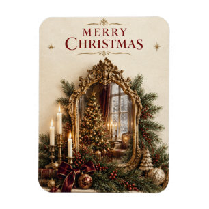 Eleganter Antiker Spiegel Weihnachten, Vintage Eur Magnet