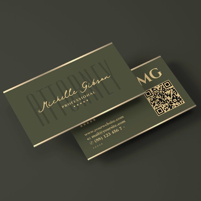 Eleganter Anwalt bei der Kanzlei Army Green Visitenkarte (Elegant Attorney At Law Firm Army Green Business Card
)