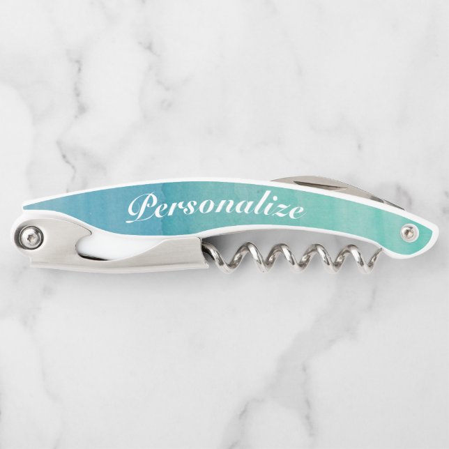 Eleganter Aqua-Blue Cork-Schrauböffner Kellnermesser (Vorderseite)