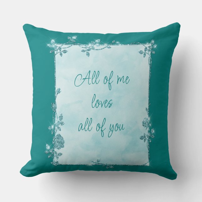 Eleganter Aquamariner Blauer Rahmen Kissen (Vorderseite)