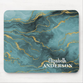 Eleganter Aquamariner Blue Agate Geode Marble Mono Mousepad