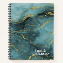 Eleganter Aquamariner Blue Agate Geode Marble Mono Notizbuch