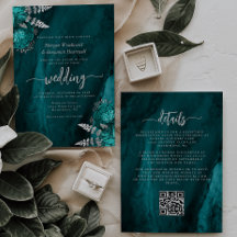Eleganter Aquamariner Blue Silver Floral QR Code H