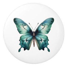 Eleganter Aquamariner Butterfly Türkis Blue Drawer Keramikknauf