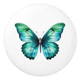 Eleganter Aquamariner Butterfly Türkis Blue Drawer Keramikknauf