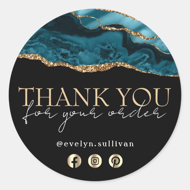 Eleganter aquamariner Gang Dankeschön Aufkleber (Vorderseite)