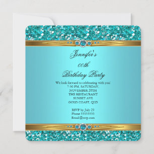 Eleganter Aquamariner Glitzer Gold Diamant Pearl G Einladung