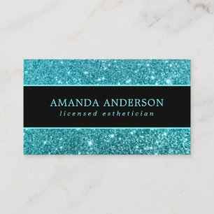 Eleganter Aquamariner Glitzer Sparkle Business Car Visitenkarte