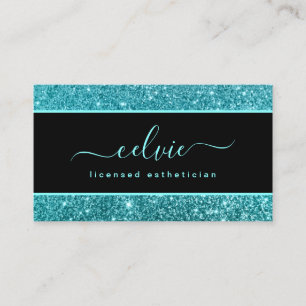 Eleganter Aquamariner Glitzer Sparkle Business Car Visitenkarte